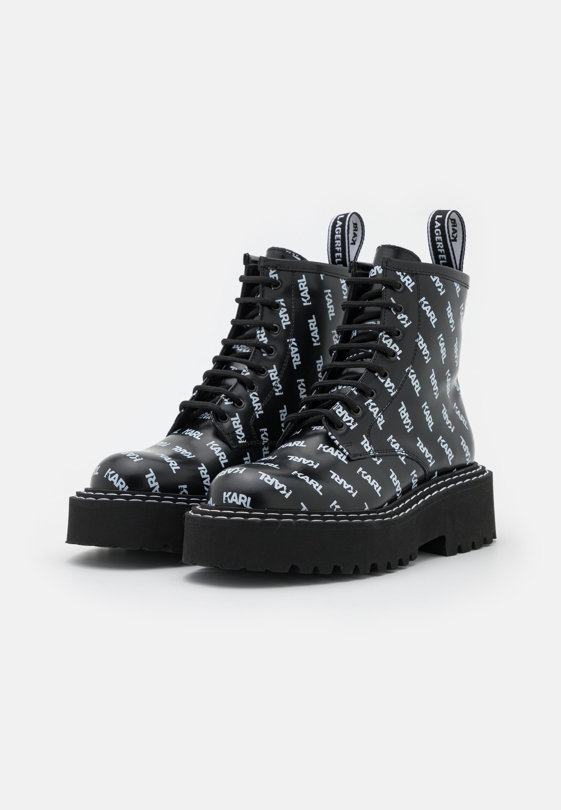 KARL LAGERFELD PATROL II REPEAT LOGO LACE - Platform ankle boots -  black/white/black - Zalando.de