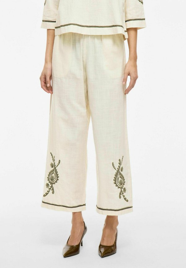 MIT WEITEM BEIN HIGH WAIST - Stoffhose - birch