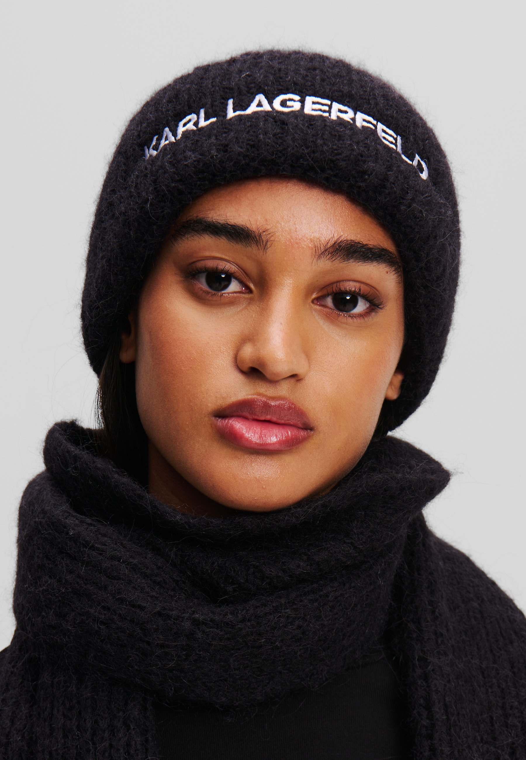 Karl Lagerfeld Multicolor Striped Beanie NWT Klp Logo Stud Faux Fur Pom Hat | Karl Lagerfeld Paris main image 2