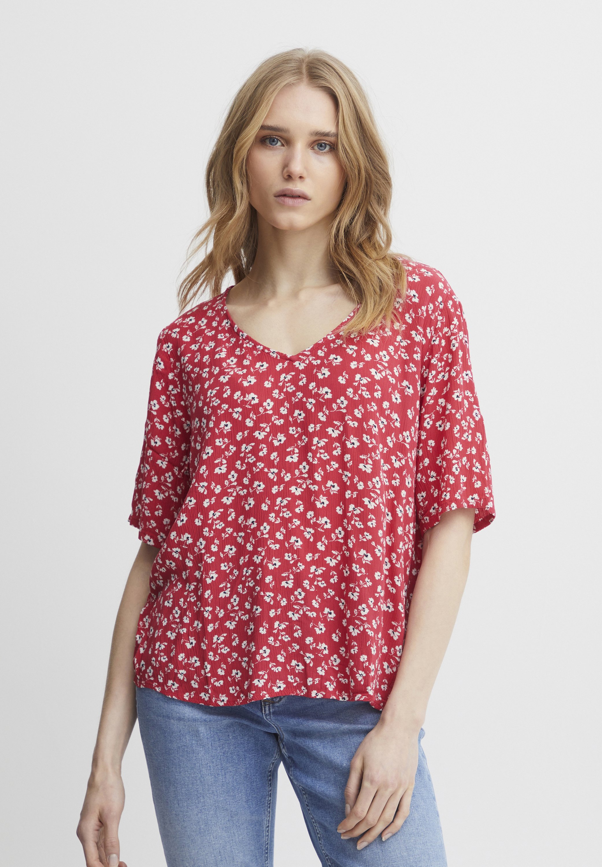 売れ筋商品|||イチ シャツ レディース トップス IHMARRAKECH - Blouse - raspberry wine flower IHMARRAKECH Women's Blouse with Floral Pattern and Button