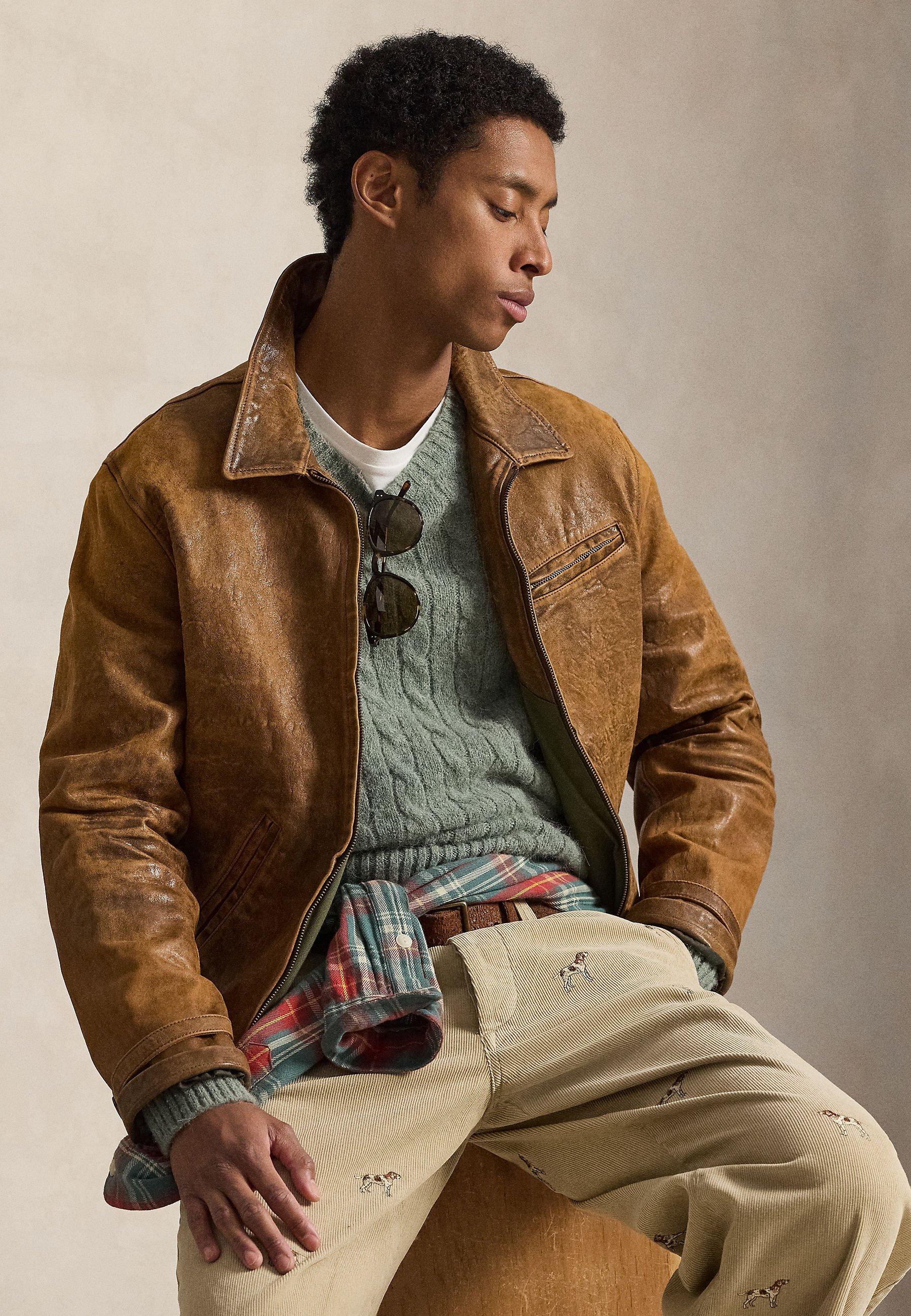 Polo Ralph Lauren LEATHER NEWSBOY JACKET - Leather jacket - soft
