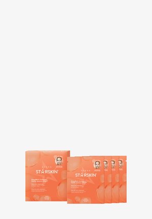 Ensemble de masques pour le visage Starskin DeepMelt Collagen PDRN à l'ADN de saumon, composé de cinq emballages orange, favorisant une peau hydratée et éclatante en 30 minutes.