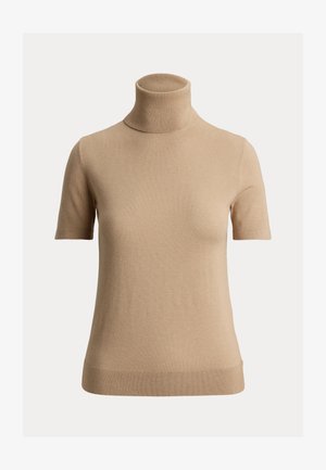 Lauren Ralph Lauren, SHORT-SLEEVE TURTLENECK SWEATER - Osnovna majica kratkih rukava - birch tan