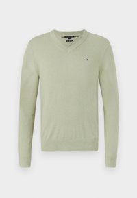 PIMA V NECK - Strickpullover - earth sage
