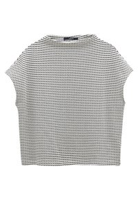 Top a maniche corte, di taglio morbido, con un motivo a griglia nero e bianco testurizzato, col collo rotondo e orlo dritto.