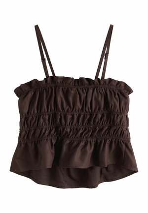 Next, TALL FIT - GLOSSY RUCHED BANDEAU TOP . - Top - chocolate brown