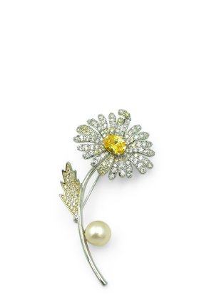 FLOWER - Spilla - silber/gelb/weiss