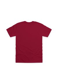 Bordeaux bomulds t-shirt med rund hals, korte ærmer og en glat tekstur. Bagsiden er ensfarvet uden grafik eller logoer.