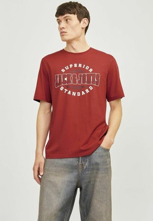 Jack & Jones LOGO RUNDHALS - T-shirts print - red ochre