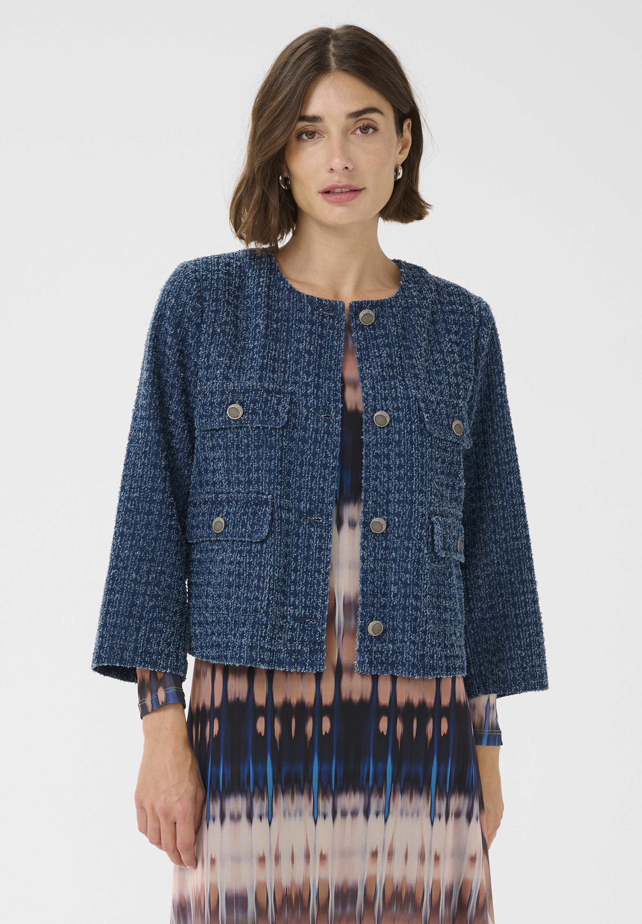 Veste En Jean Femme Manches 3/4 Délavée - Coupe Décontractée - Couleurs Variées (blanc, Rose, Vert, Etc.) - Taille XS à XL