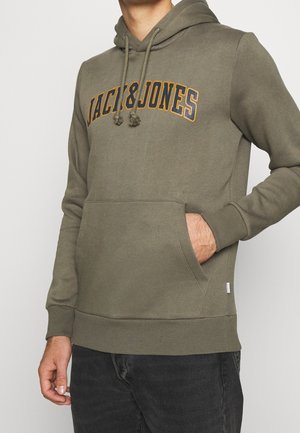 Felpa con cappuccio - mottled olive