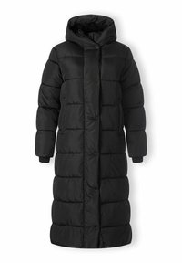LONG QUILTED FIXED HOOD - Winterjas - black