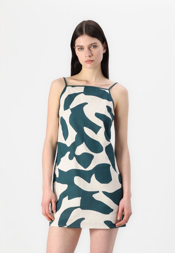 Linen-Blend Apron Mini Dress - Day dress