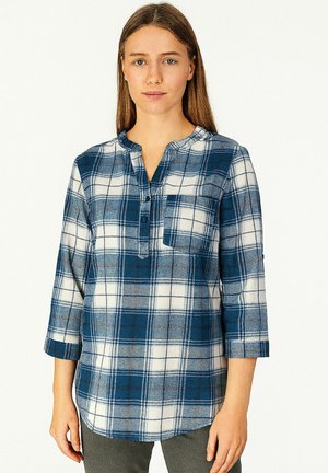 MIT KAROMUSTER UND RUNDHALSAUSSCHNITT - Bluse - navy