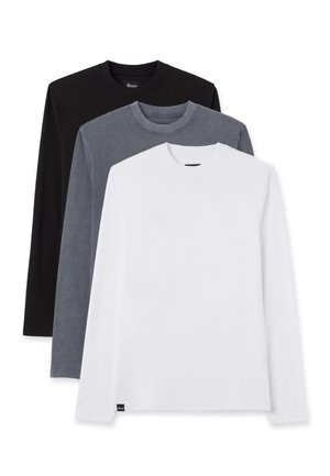 TRIPACK - Maglietta a manica lunga - black/white/grey