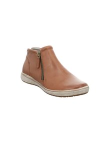 Ruske nahkate kengät nilkkapituisilla, sivuvetoketjulla, sileällä pintakäsittelyllä, pyöreällä kärjellä ja vaalealla erottuvalla pohjalla, jossa on tekstuurisia yksityiskohtia.