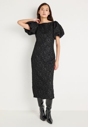 PUFF SLEEVE MIDI DRESS - Cocktailjurk - black