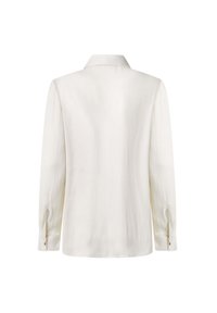 Blusa bianca a maniche lunghe realizzata in tessuto morbido, con colletto classico, polsi con bottoni e una vestibilità rilassata con orlo dritto.