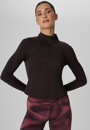 4F, 4F BLUZA TRENINGOWA SLIM BEZ KAPTURA DAMSKA - Trainingsjack - dark brown