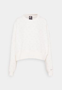 Vit kortärmad sweatshirt med subtilt mönster av loggor över hela ytan, ribbade muddärmar och rundad halsringning. Tillverkad av mjukt, texturerat tyg.