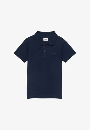 Marineblauw poloshirt met korte mouwen, een kraag, twee knopen en een subtiel geborduurd s.Oliver-logo op de borst.