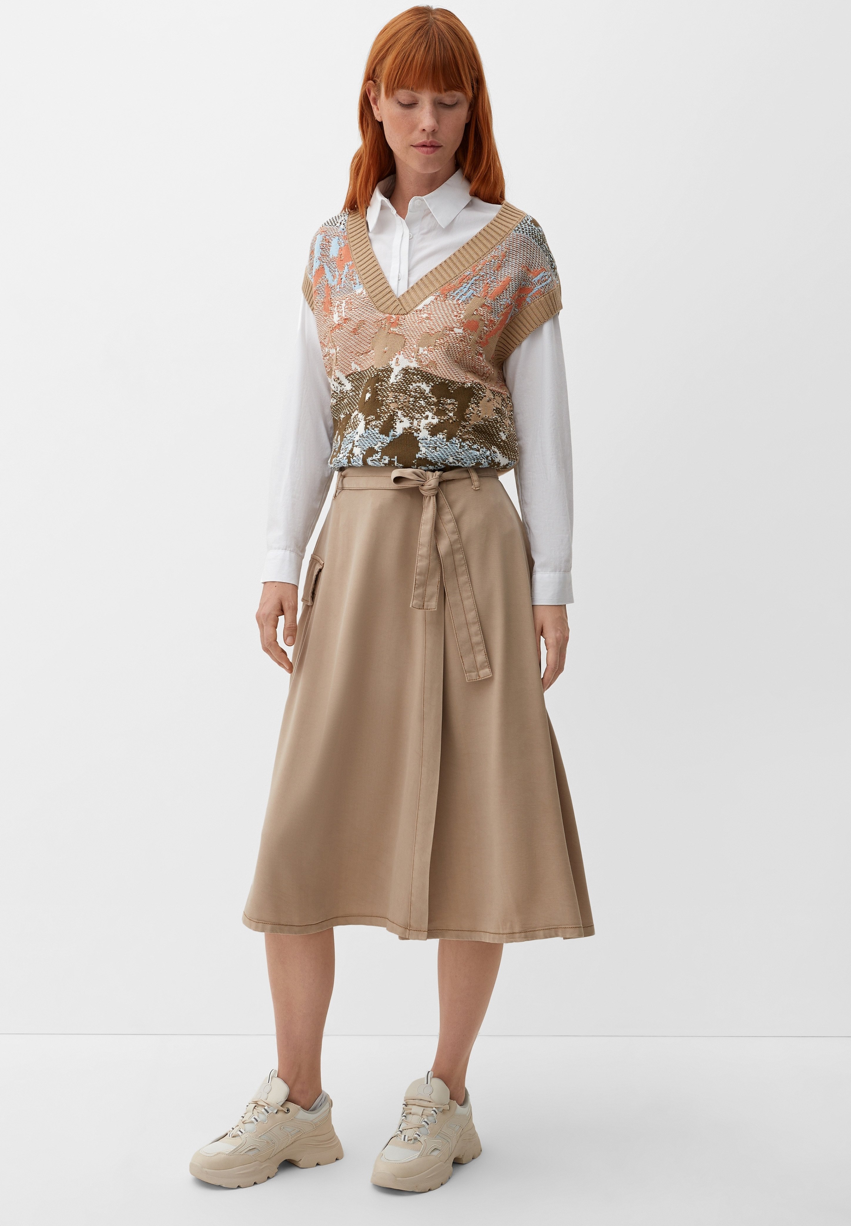 Jupe En Soie S.Oliver Taille 36 - Couleur Marron Violet à Motifs - Occasion Très Bon état