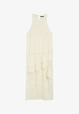 Massimo Dutti, FLOWING MIDI DRESS WITH RUFFLES - Jurk - white