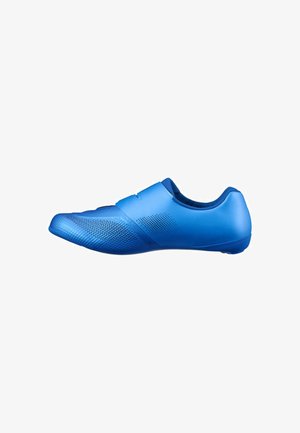 Scarpa sportiva blu con un design elegante, aree in mesh forato per la traspirabilità e un colletto alla caviglia basso.