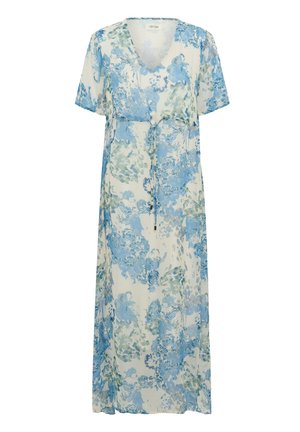 Cream, CRANNU SHORT SLEEVE DRESS - Kokteilikleit/peokleit - off white w. blue flowers