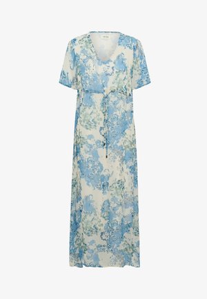 Cream, CRANNU SHORT SLEEVE DRESS - Koktailové šaty/večierkové šaty - off white w. blue flowers
