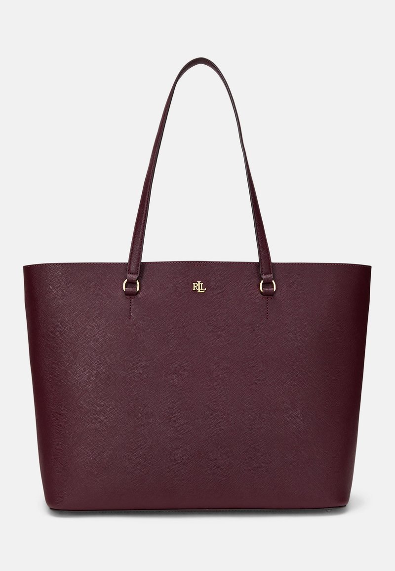 Lauren Ralph Lauren CROSSHATCH LEATHER LARGE KARLY TOTE - Shoppingveske - pinot noir