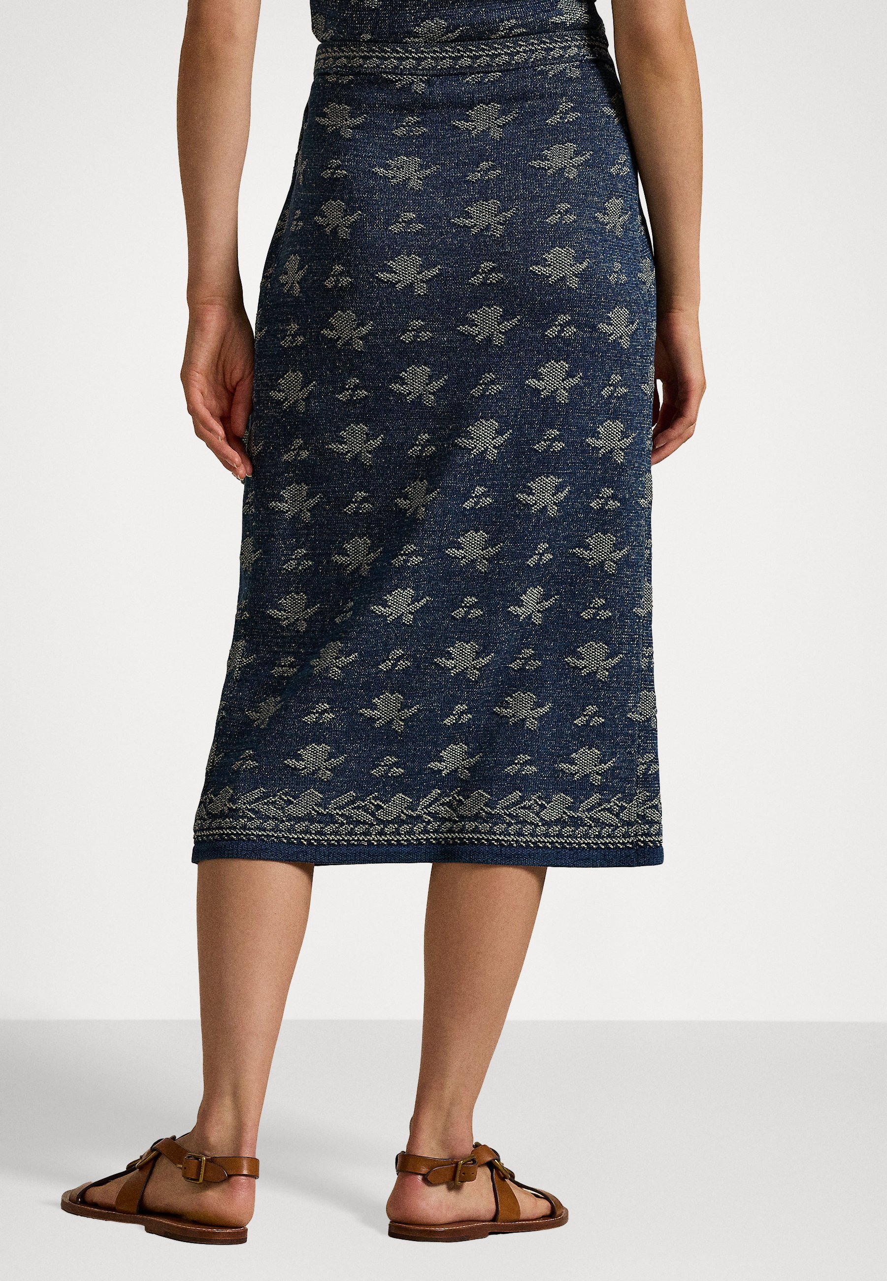 Polo Ralph Lauren FLORAL KNIT COTTON WRAP SKIRT - A-line skirt