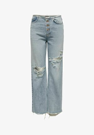 ONLY HIGH WAIST KIKI - Traperice ravnih nogavica - medium blue denim