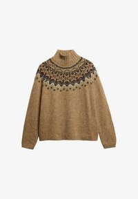 Superdry Co FAIRISLE HIGH NECK Jumper tan brown multi/taupe