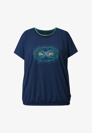 Ulla Popken, QUICK DRY FLOW AND GROW TEE - T-shirt con stampa - dark blue