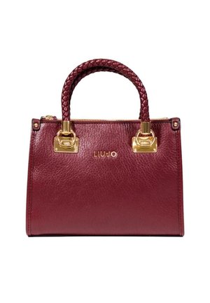 Sac en cuir bordeaux avec une finition texturée, anse tressée, accents en matériel doré et le nom de la marque "LIU-JO" embossé sur le devant.