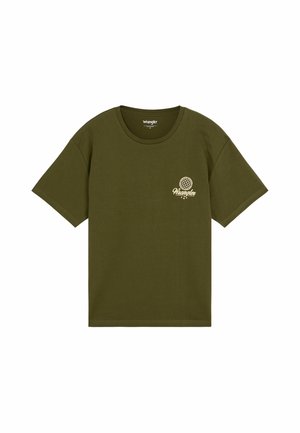 Wrangler, VINTAGE TEE - T-shirt print - olive night