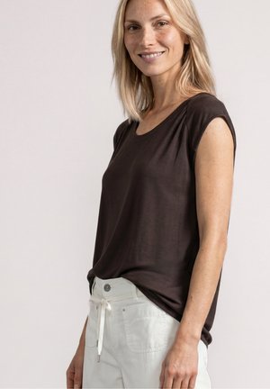 Street One, DROPPED SHOULDER SHIRT MIT ELASTIKSAUM - Bluse - black coffee