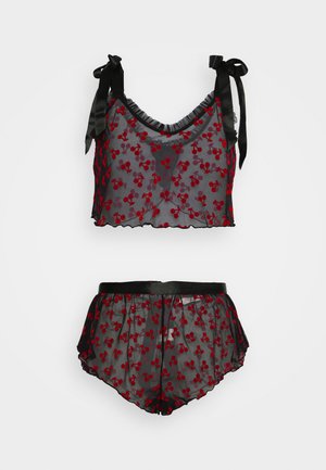 CHERRY FLOCK CAMI - Pyjamas - black/dark red
