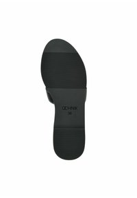 Czarna podeszwa od wsuwanych butów, z poziomymi rowkami dla lepszej przyczepności, na powierzchni umieszczono napis "OCHNIK" oraz rozmiar "36". Powierzchnia gładka.