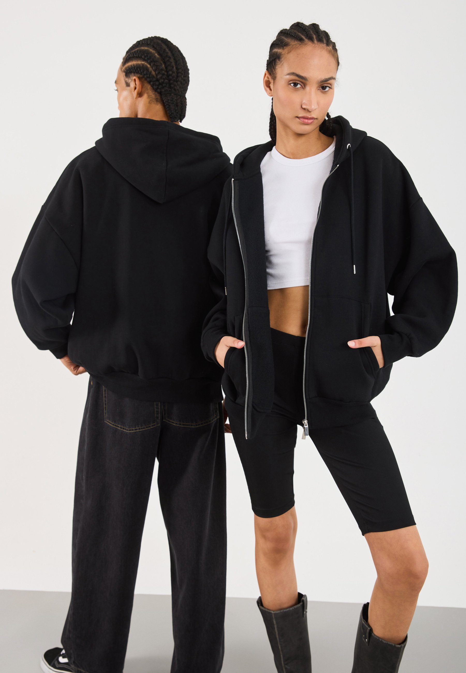 YOURTURN UNISEX OVERSIZED FIT 2WAY-ZIP HOODIE - Zip-up sweatshirt