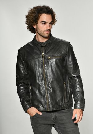 PUCKHAM - Leather jacket - blue