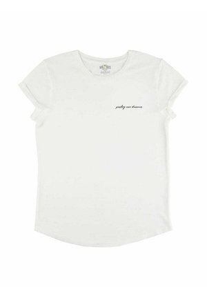 PARLEZ MOI D'AMOUR EMBROIDERY  ROLL UP  - T-shirt basique - off white