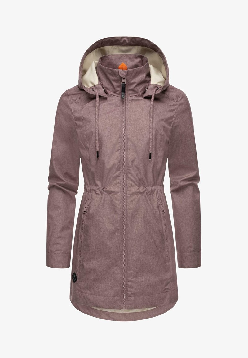 Világos rózsaszín, vízálló dzseki összehúzható derékkal, állítható kapucnival és két cipzáras zsebbel. Simább belső béléssel rendelkezik.