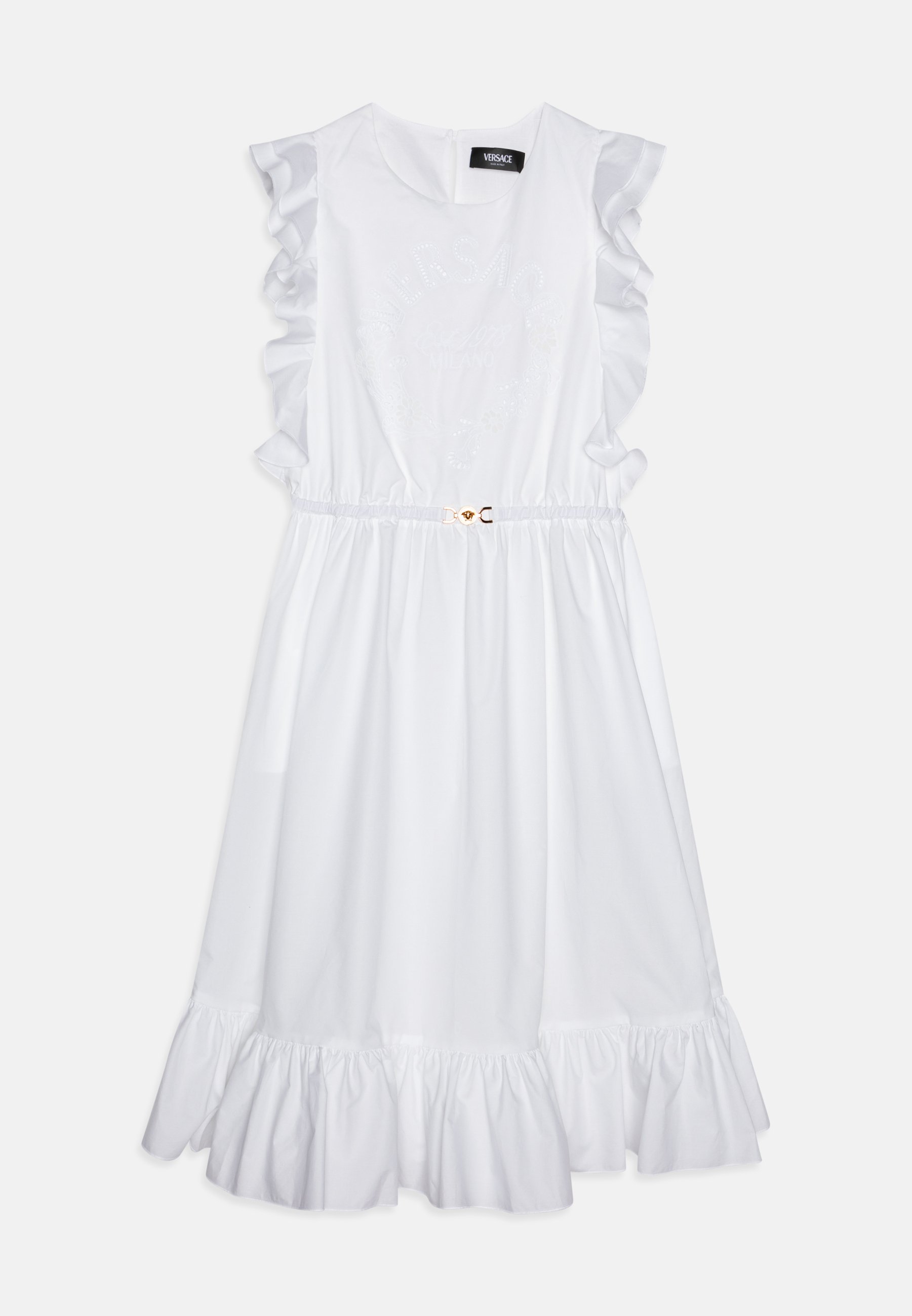 Versace DRESS POPLIN LOGO EST MILANO A JOUR EMBROIDERY Cocktail