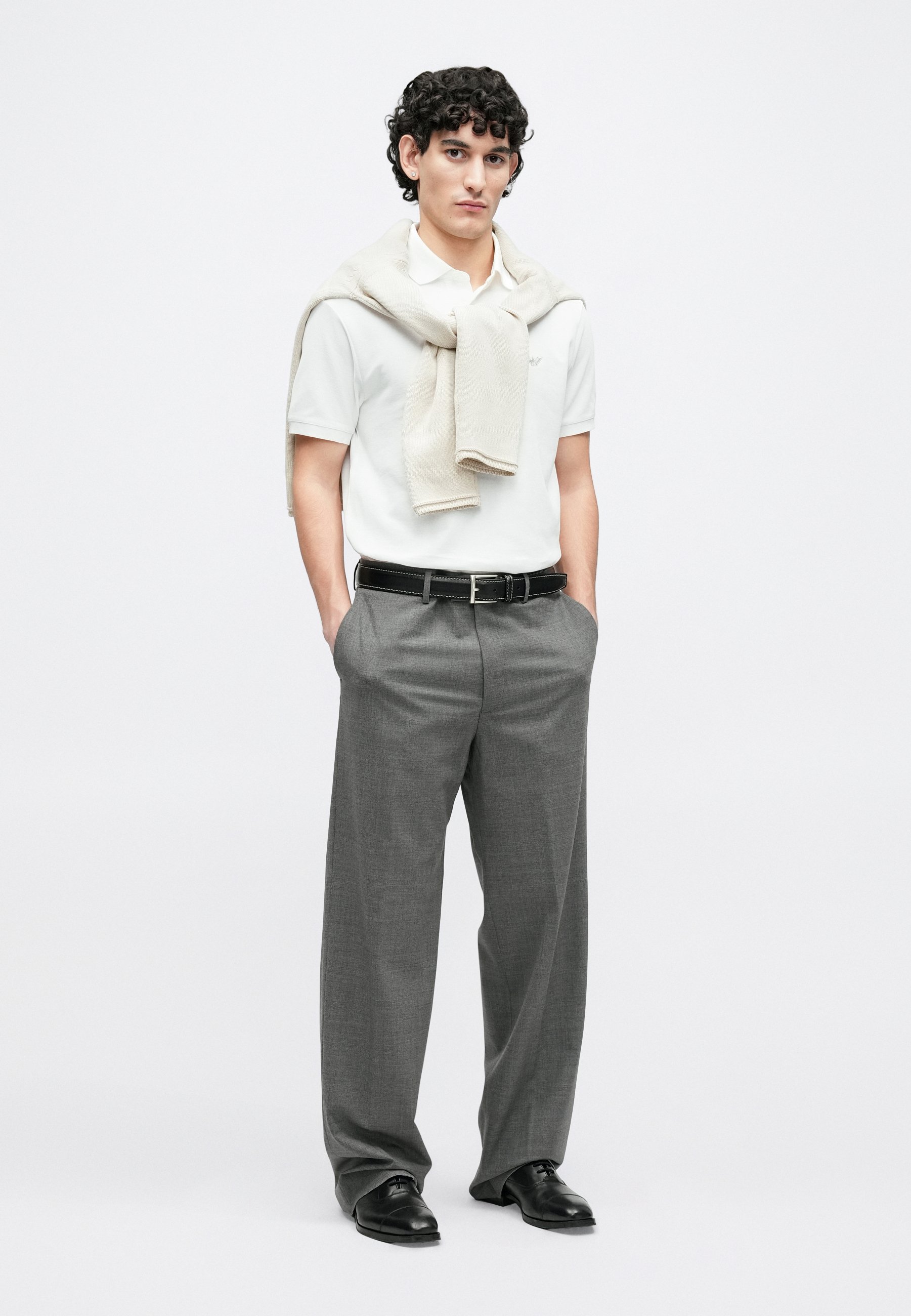Emporio Armani TROUSER - Trousers - medium grey melange/grey