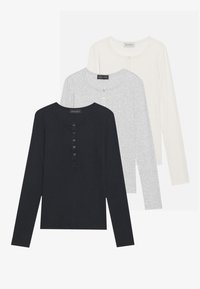 3 PACK - Tops ar garām piedurknēm - egret/black/light grey melange