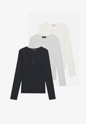 3 PACK - Ilgarankovis viršutinės dalies drabužis - egret/black/light grey melange