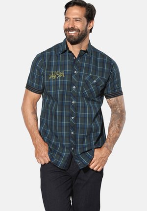 KURZARM EMYLS - Shirt - petrol kariert