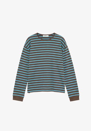 PULL&BEAR, OVERSIZE STRIPED LONG SLEEVE - T-SHIRT - Long sleeved top - mottled brown